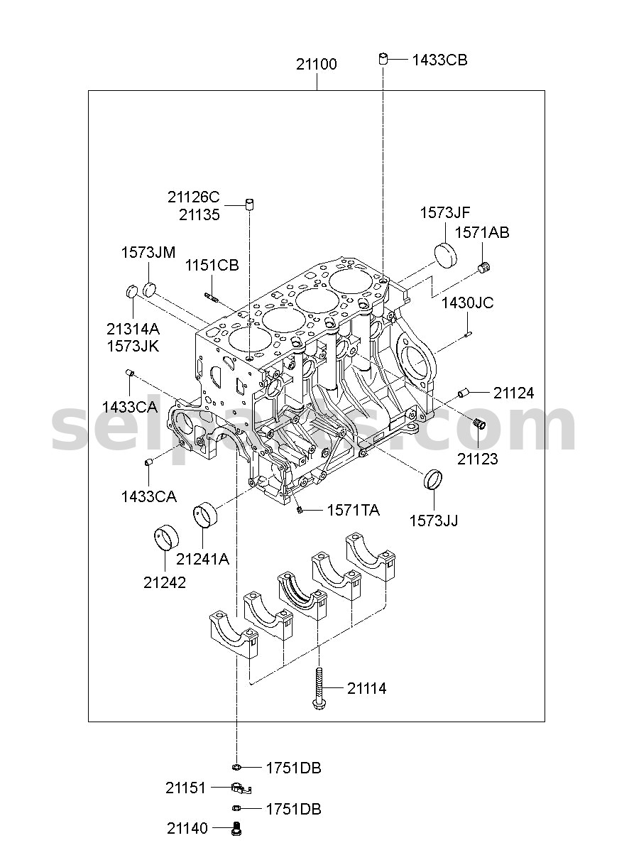 Genuine BLOCK ASSY-CYLINDER for Hyundai Grand Starex #303QL2CA03A