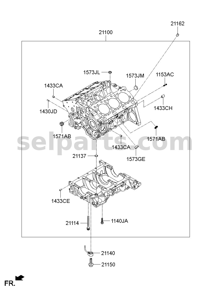 Genuine BLOCK ASSY - CYLINDER for Kia MOHAVE 16 (2016-2019) #307F33AU00