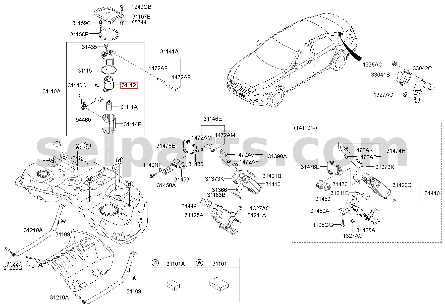Genuine FILTER-FUEL PUMP for Hyundai Palisade #31112B1000