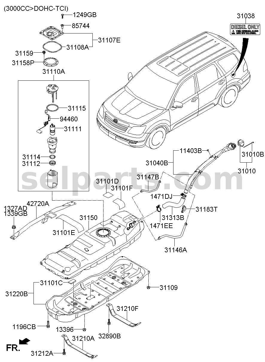 Genuine HOSE - VAPOR for Kia MOHAVE 16 (2016-2019) #311472J000