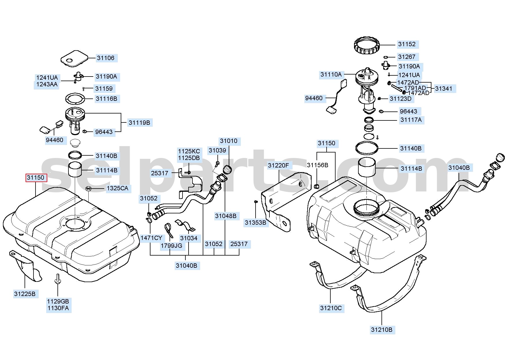 Genuine TANK ASSY-FUEL for Kia Sportage #31150D3900