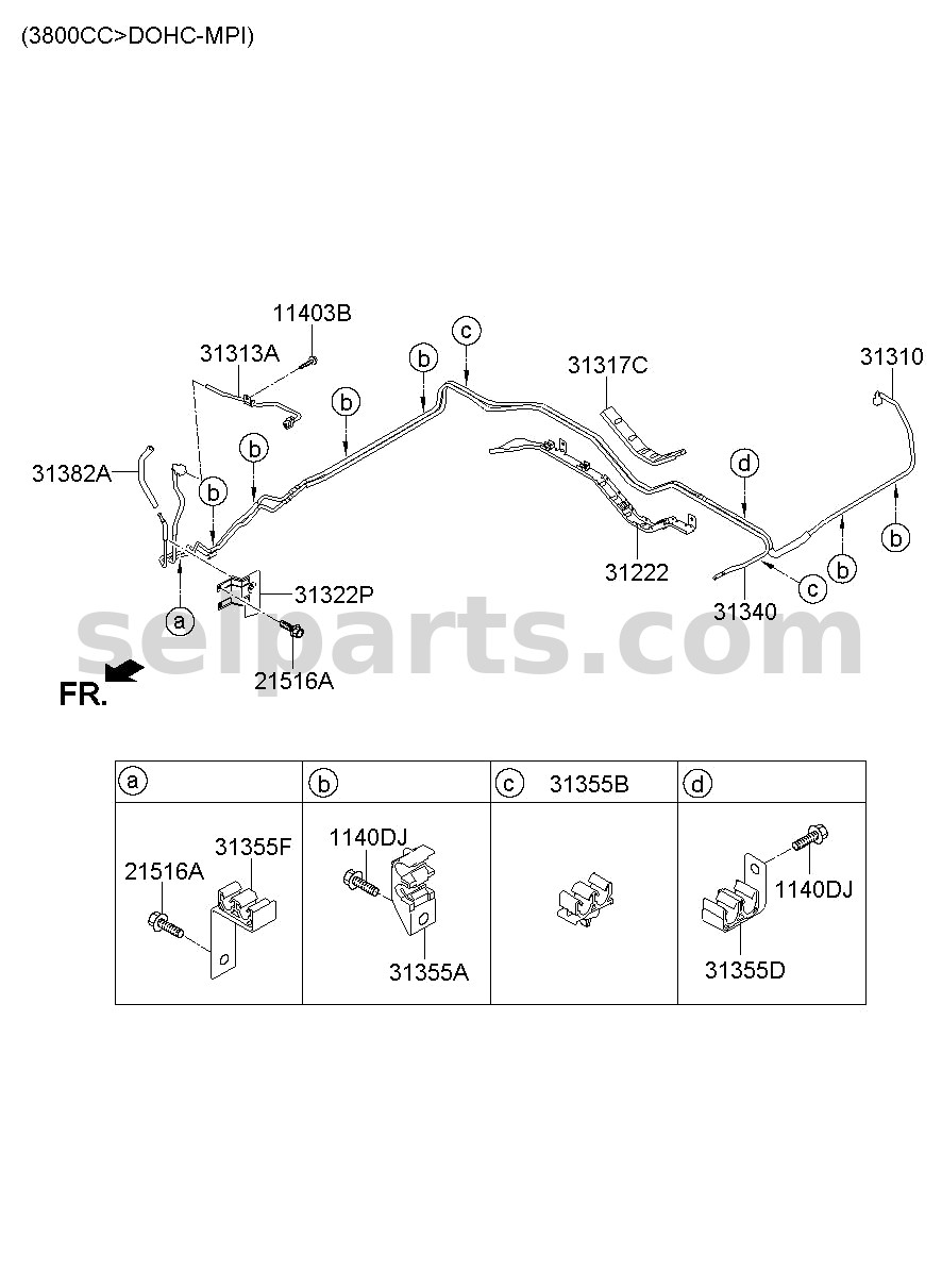 Genuine PROTECTOR - FUEL TUBE for Kia MOHAVE 16 (2016-2019) #313182J000