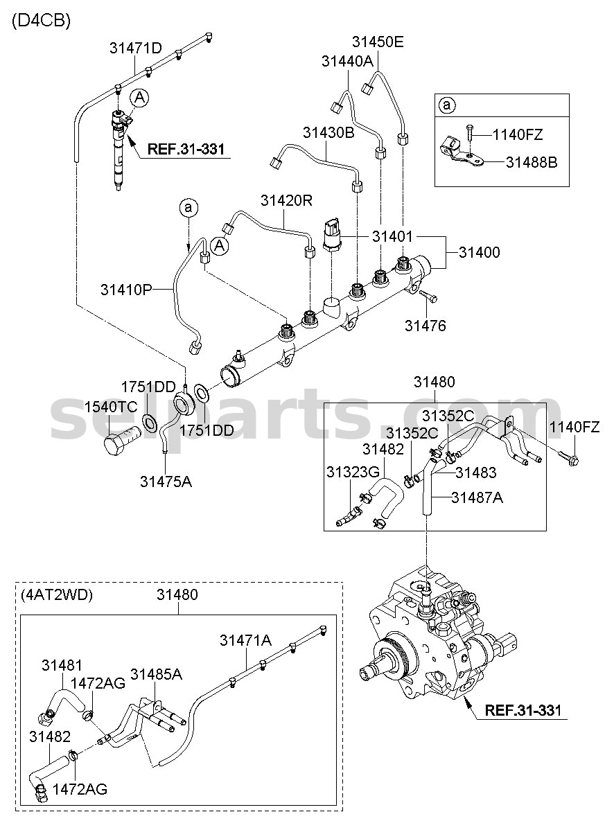 Genuine HOSE ASSY-FUEL RETURN for Hyundai Grand Starex #314804A801