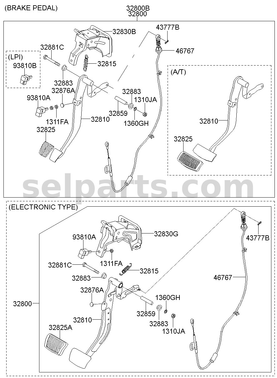 Genuine PEDAL ASSY-BRAKE & CLUTCH for Hyundai Grand Starex #328004H500