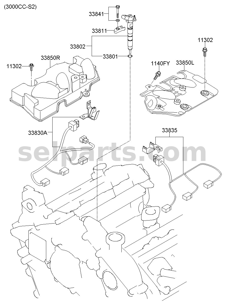 Genuine HARNESS ASSY - INJECTOR, LH for Kia MOHAVE 16 (2016-2019) #338353A601