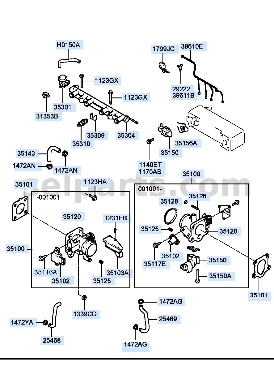 Genuine BODY ASSY-THROTTLE for Hyundai Sonata #351002G610