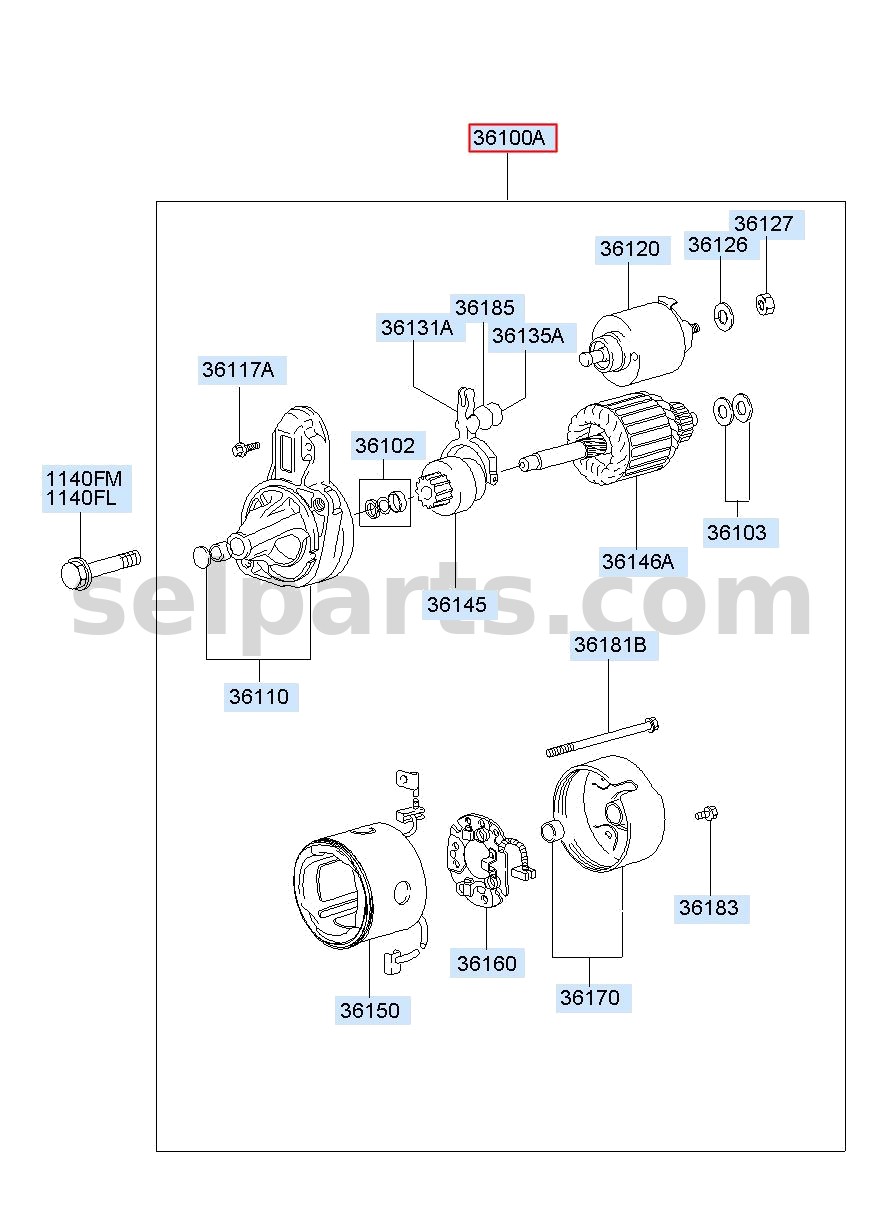 Genuine STARTER ASSY for Kia Sportage #361002F350