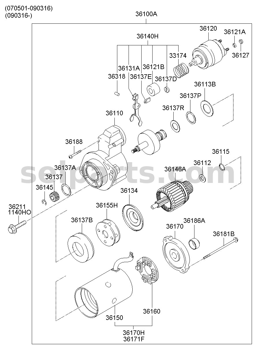 Genuine BRACKET ASSY-STARTER,FRT for Hyundai Grand Starex #361104A160
