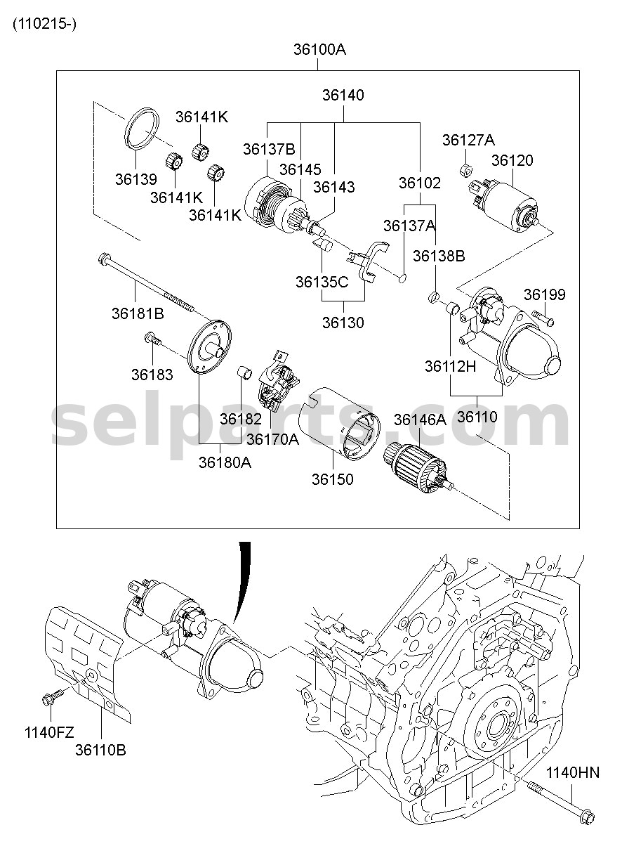 Genuine PLANETARY GEAR ASSY for Kia MOHAVE 16 (2016-2019) #361413F100