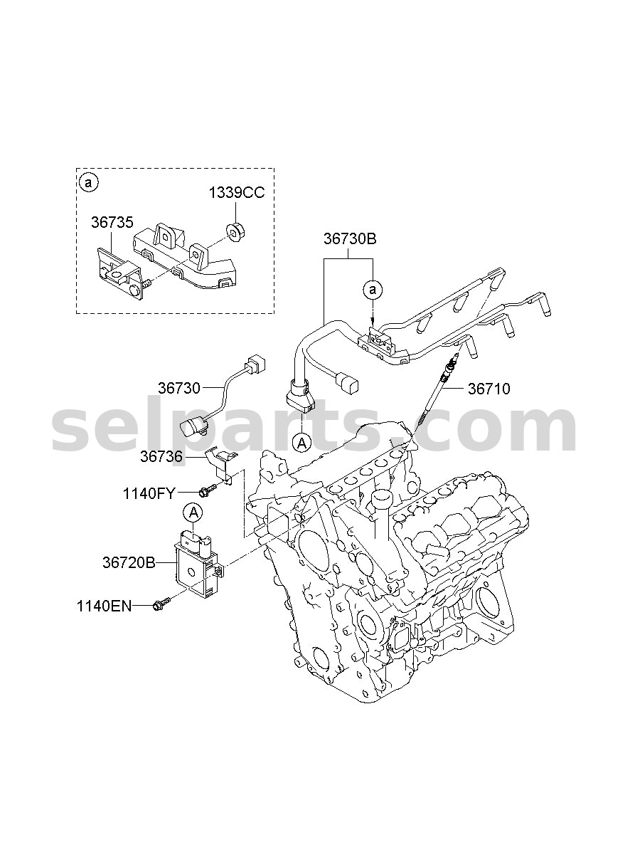 Genuine WIRING ASSY - GLOW PLUG for Kia MOHAVE 16 (2016-2019) #367203A110