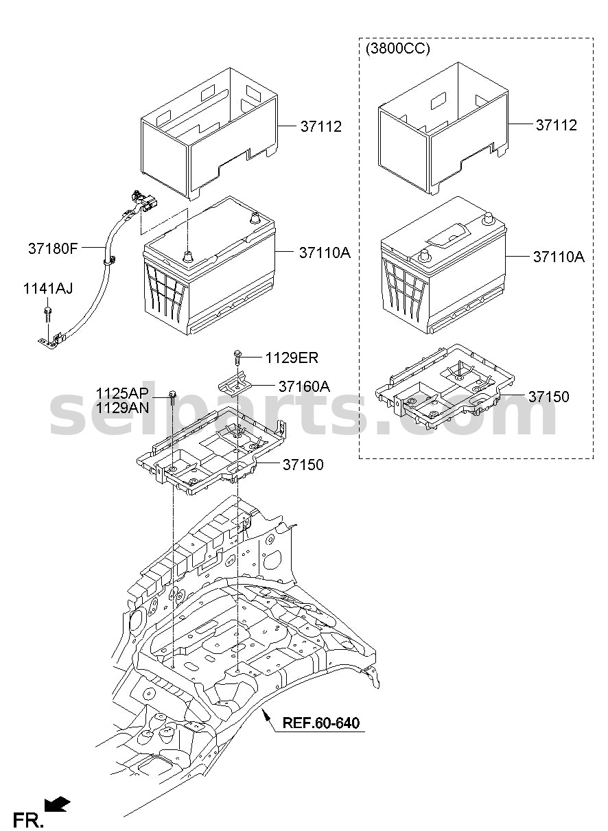 Genuine BATTERY ASSY for Kia MOHAVE 16 (2016-2019) #371102J100