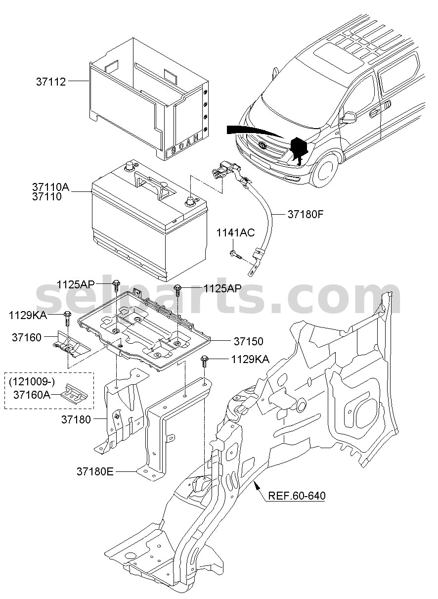 Genuine TRAY ASSY-BATTERY for Hyundai Grand Starex #371504H000