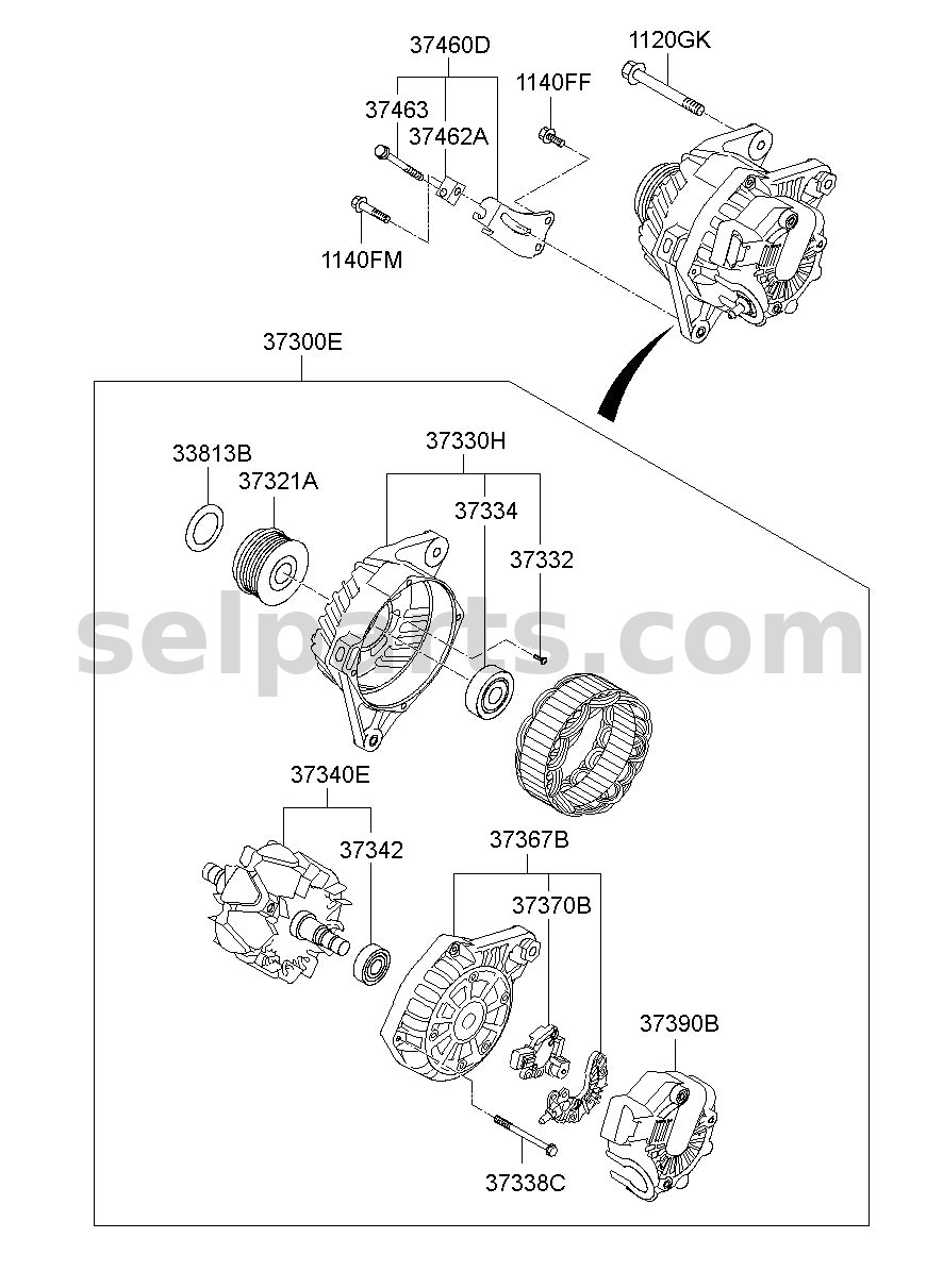 Genuine ALTERNATOR ASSY for Hyundai Sonata #373002G051