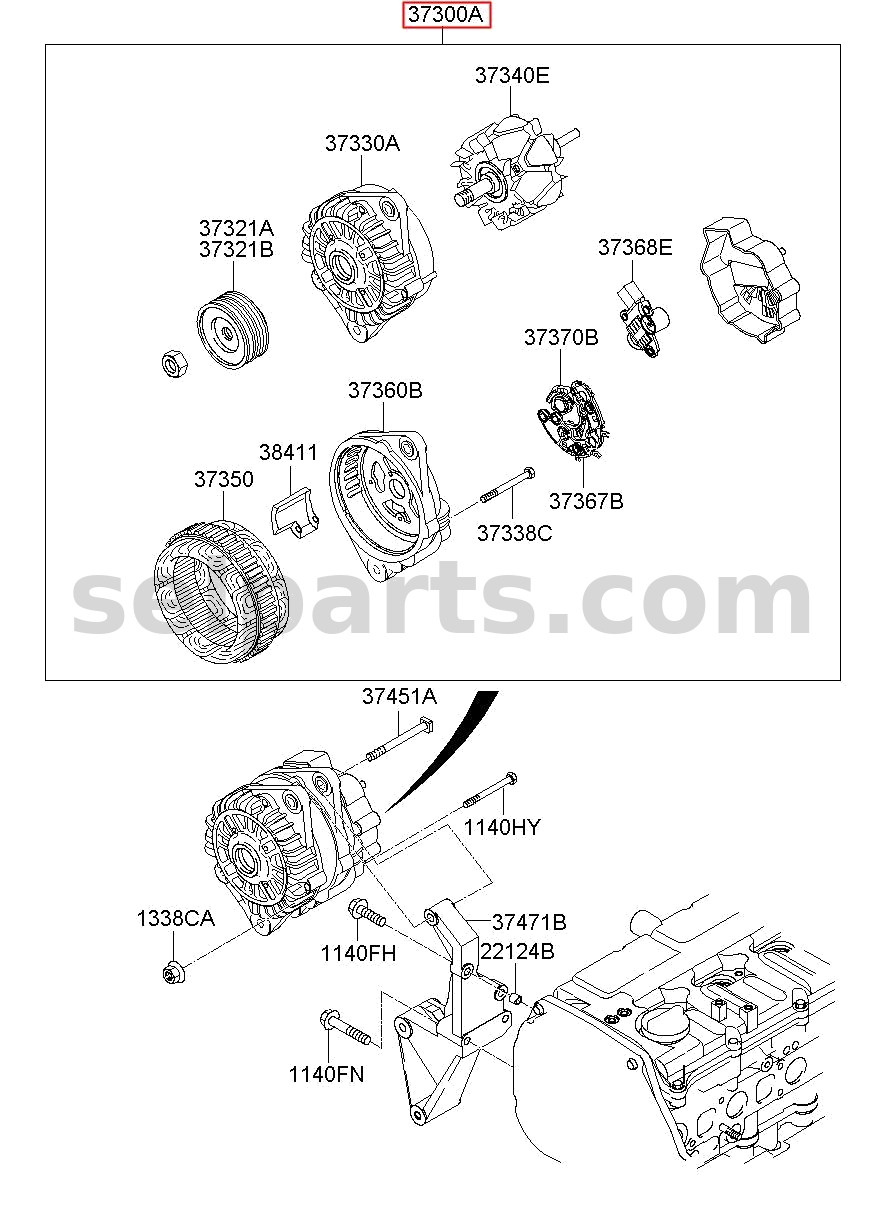 Genuine GENERATOR ASSY for Hyundai Grand Starex #373004A320