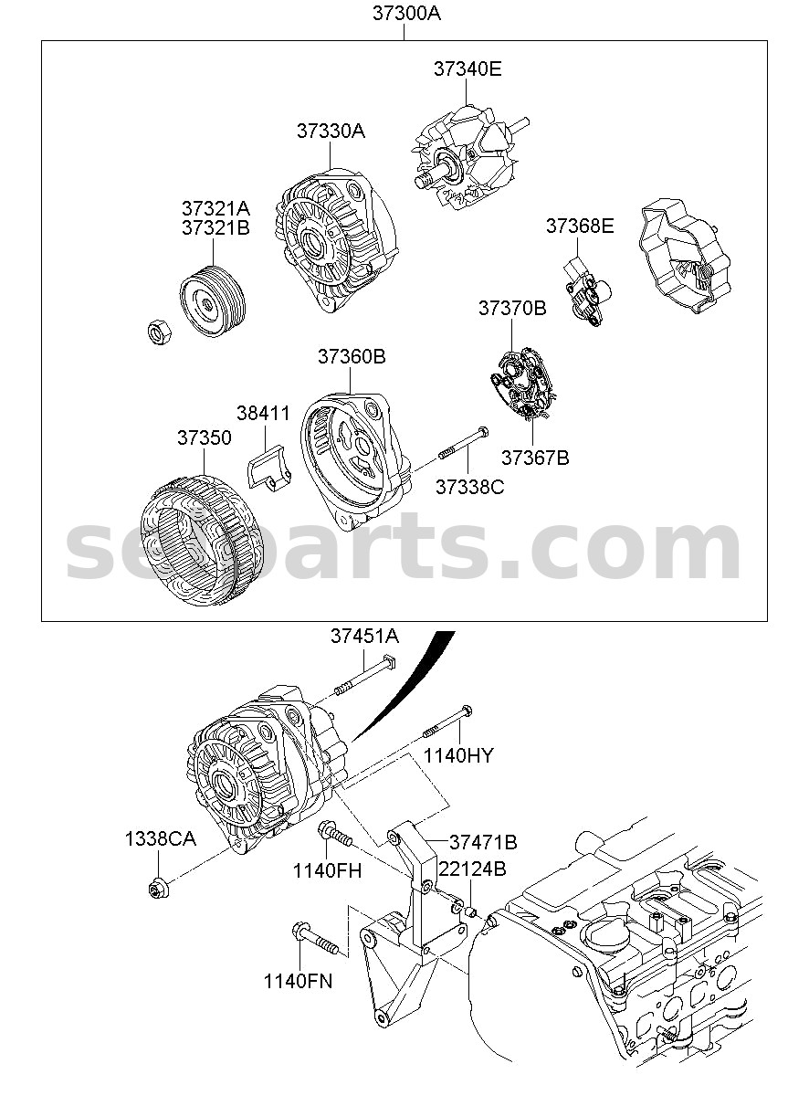 Genuine PULLEY-GENERATOR for Hyundai Grand Starex #373212C300