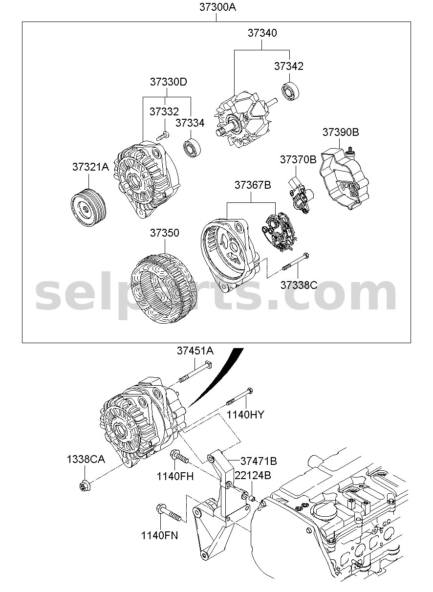 Genuine ROTOR ASSY-GENERATOR for Hyundai Grand Starex #373404A320