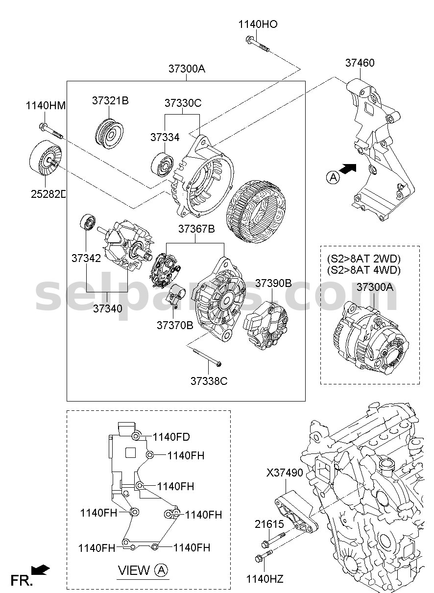 Genuine BRACKET - ALTERNATOR for Kia MOHAVE 16 (2016-2019) #374653A500