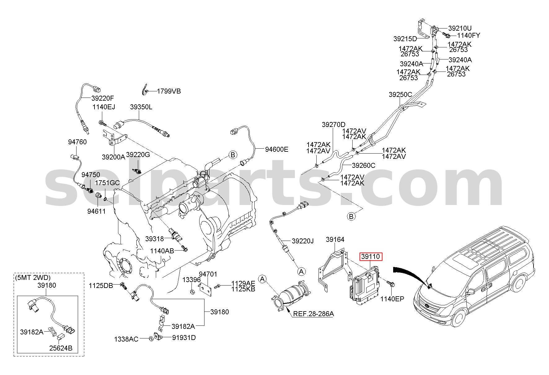 Genuine ELECTRONIC CONTROL UNIT for Hyundai Grand Starex #391114A151