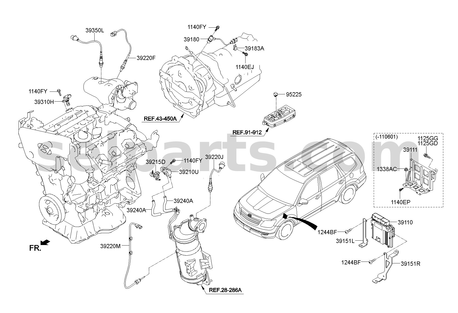 Genuine BRACKET - DIFFERENTIAL PRESSURE SENSOR for Kia MOHAVE 16 (2016-2019) #392153A601