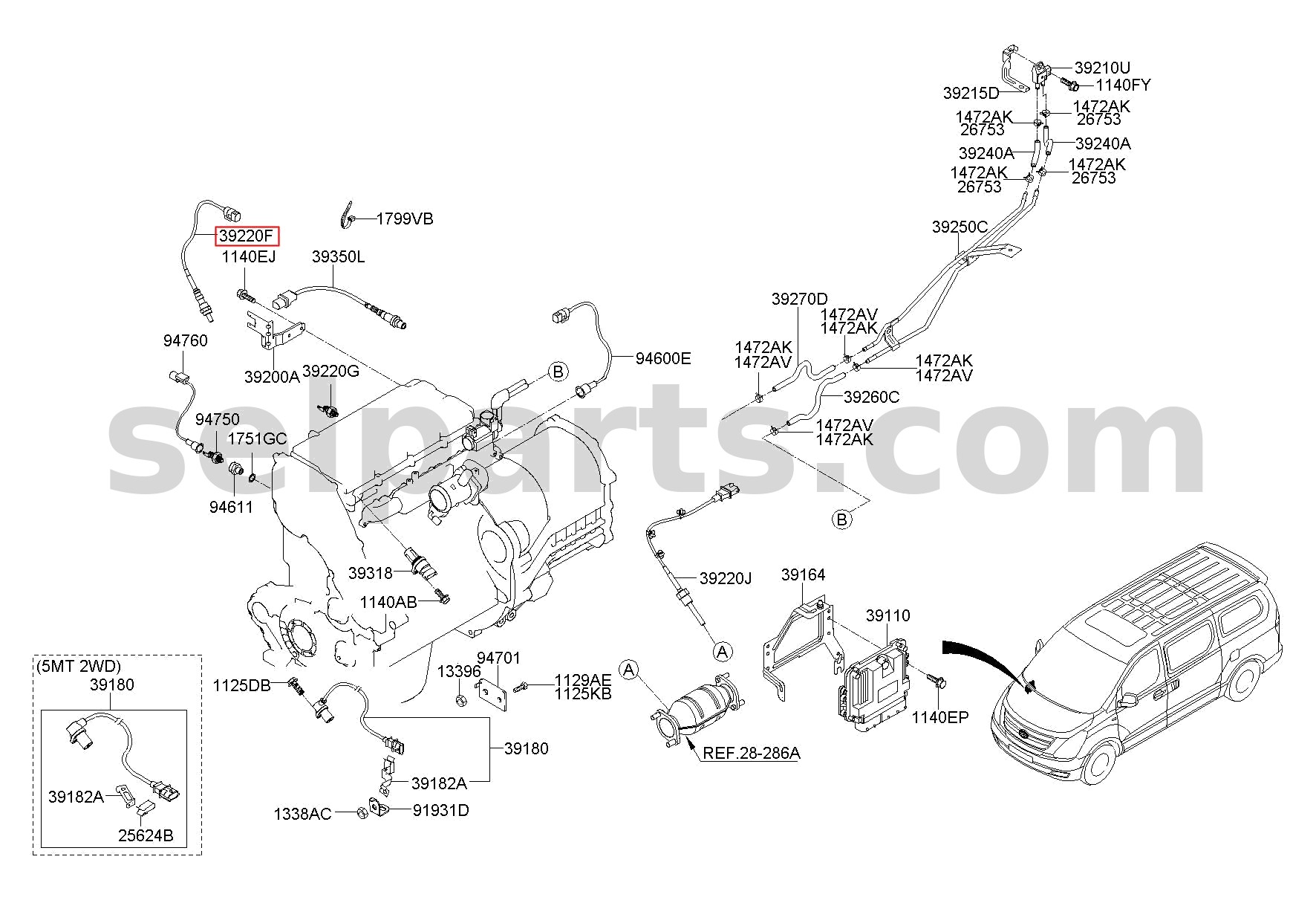 Genuine SENSOR-EXH.TEMPERATURE for Hyundai Grand Starex #392204A710