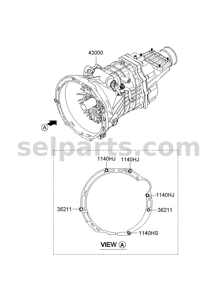 Genuine TRANSMISSION ASSY-MANUAL for Hyundai Grand Starex #430004D570