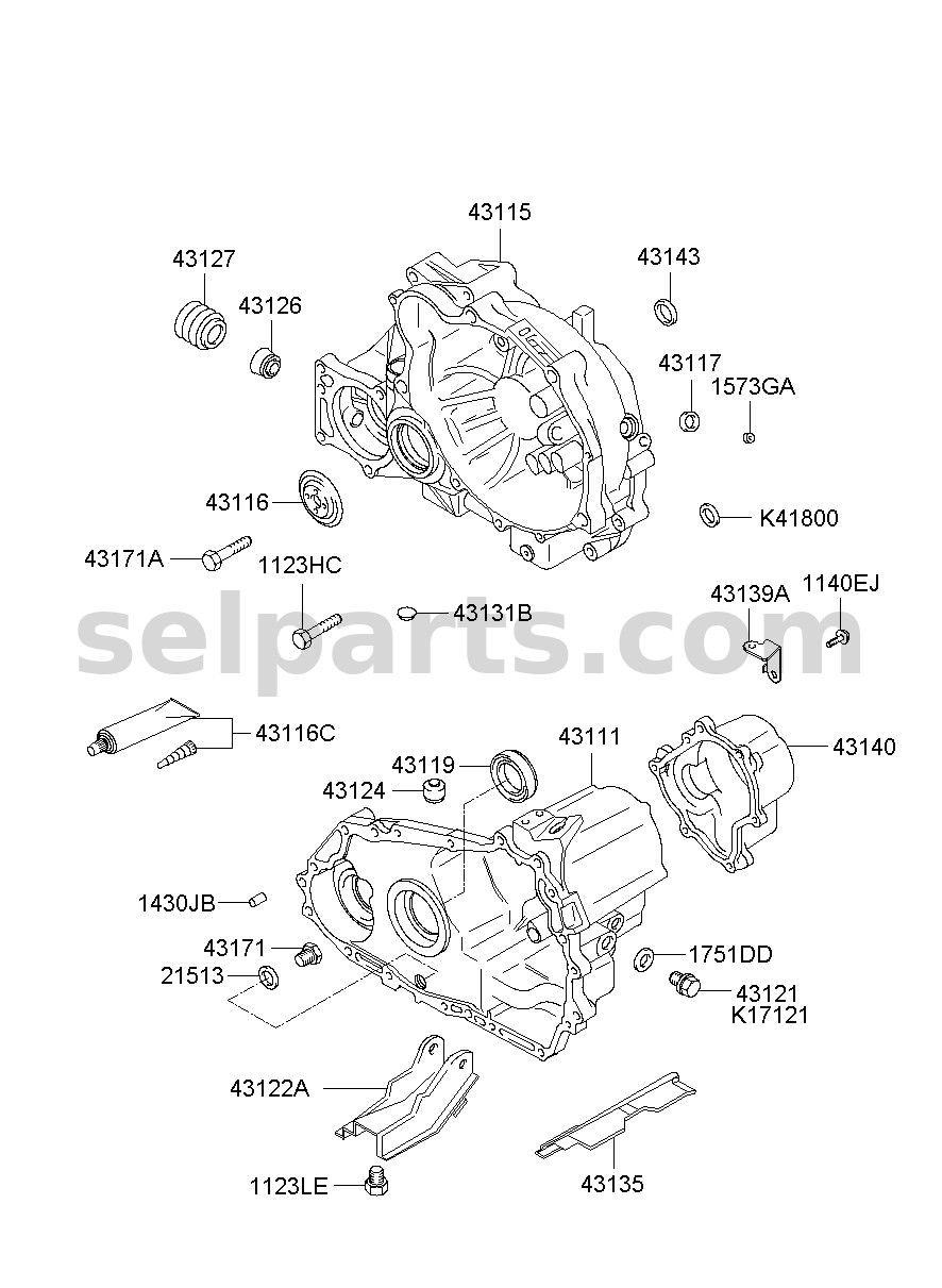 Genuine CASE-MANUAL TRANSMISSION for Hyundai Sonata #431113D000