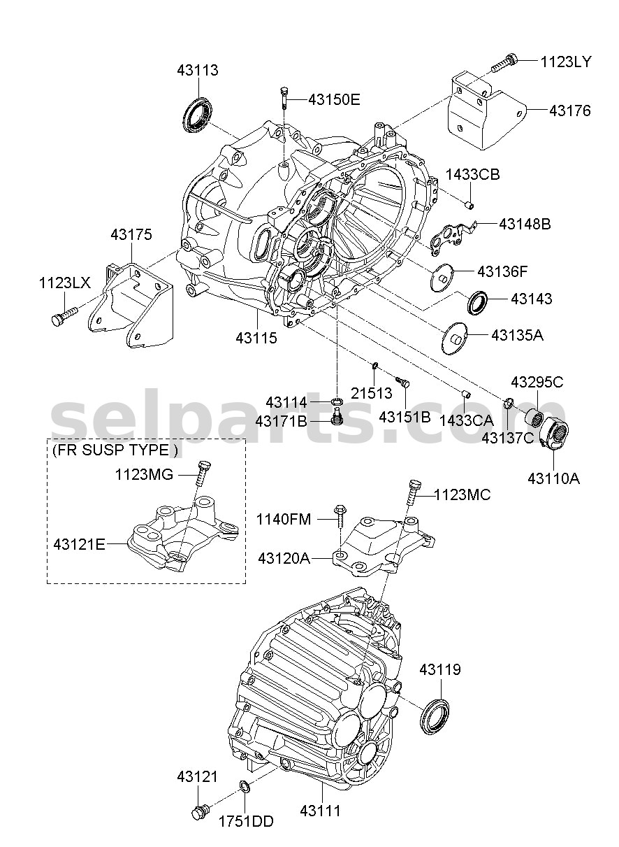 Genuine HOUSING-CLUTCH for Hyundai Sonata #431153D001