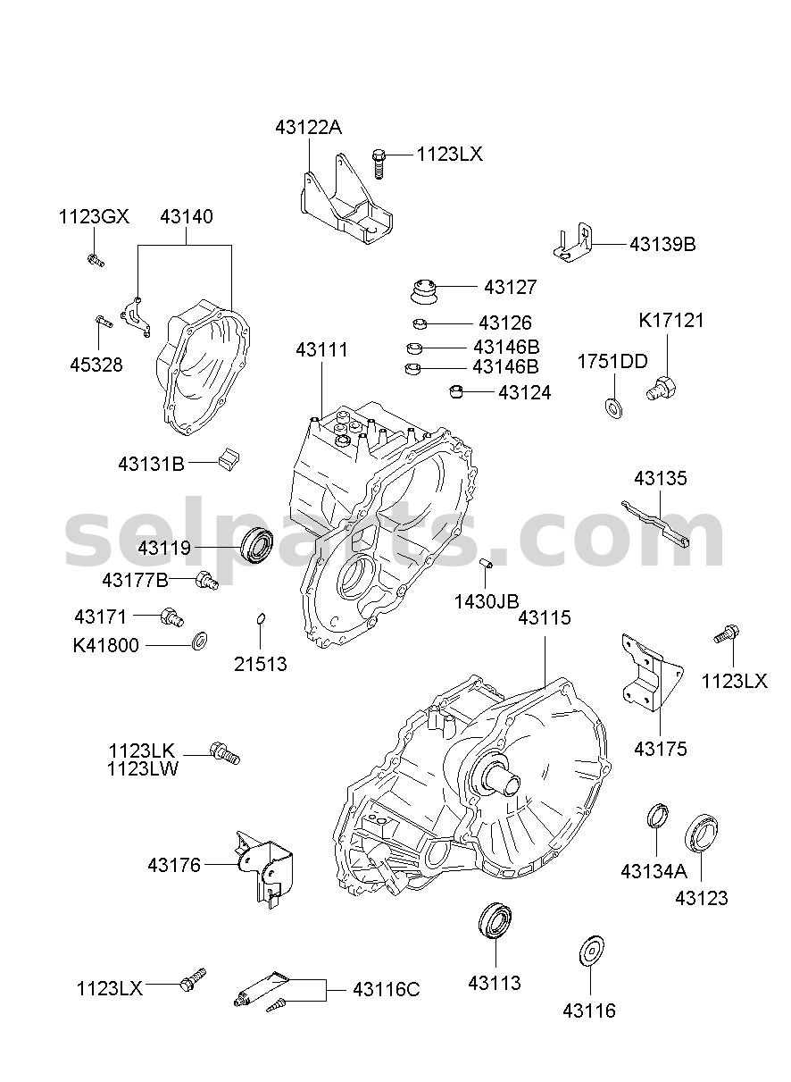 Genuine BRACKET-ROLL SUPPORT,RR for Hyundai Sonata #431763D100
