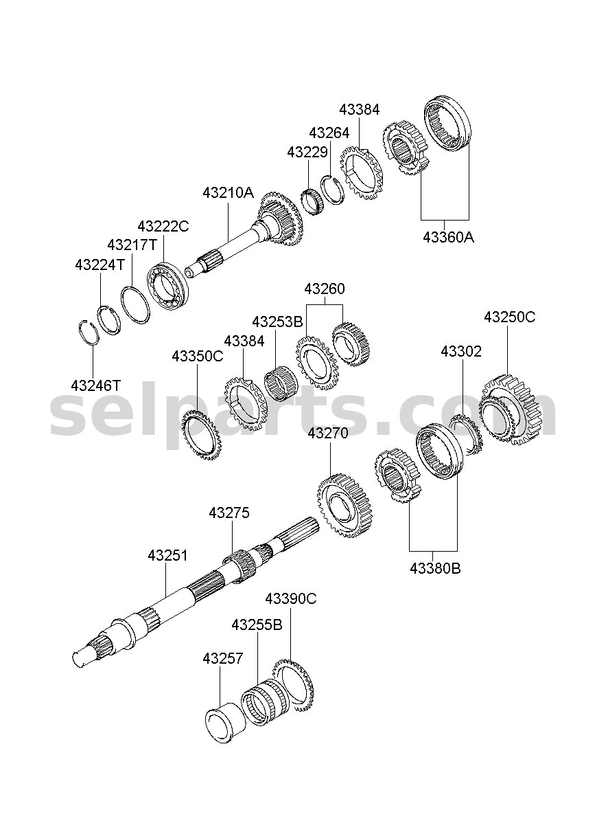 Genuine SHAFT-MAIN for Hyundai Grand Starex #432214D500