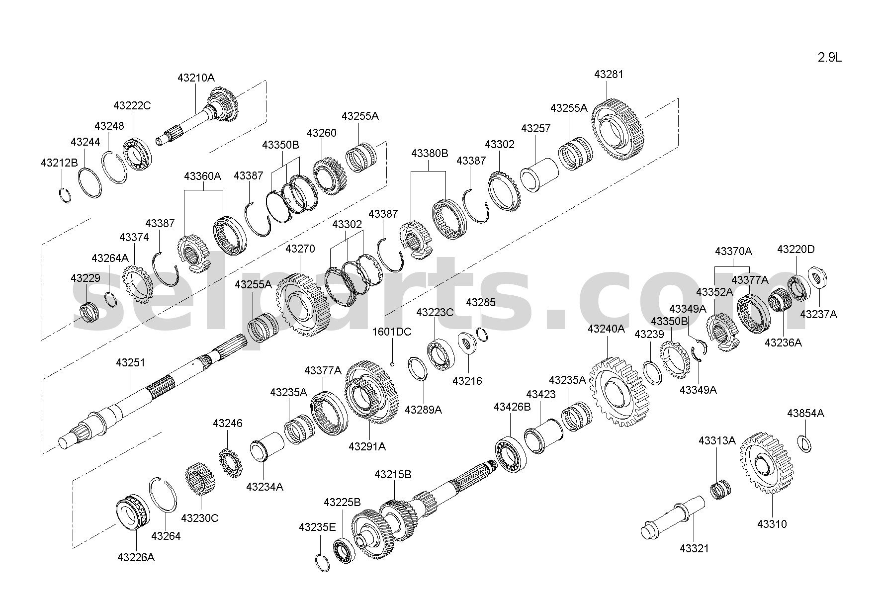 Genuine GEAR-COUNTER SHAFT REVERSE for Hyundai Grand Starex #4323649601