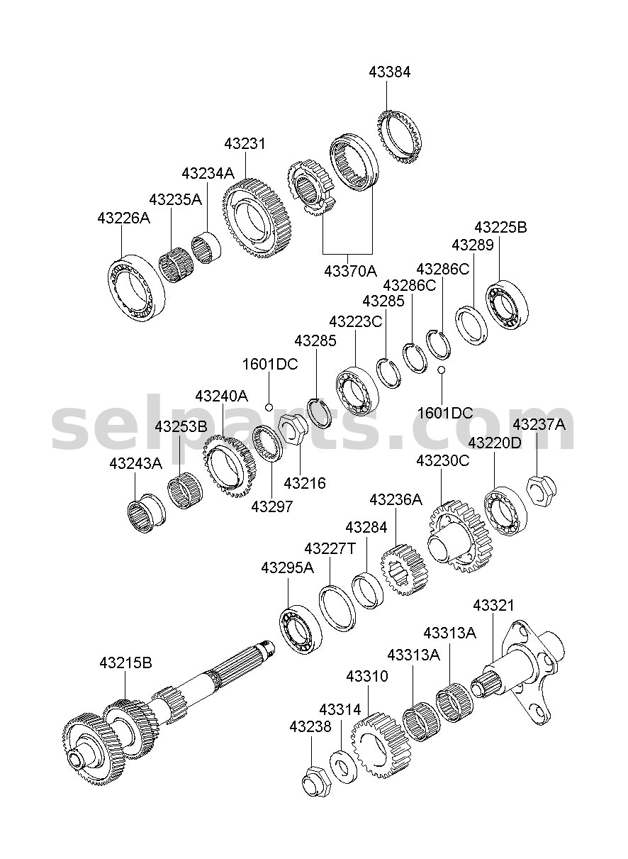 Genuine GEAR-COUNTER SHAFT REVERSE for Hyundai Grand Starex #432364D500