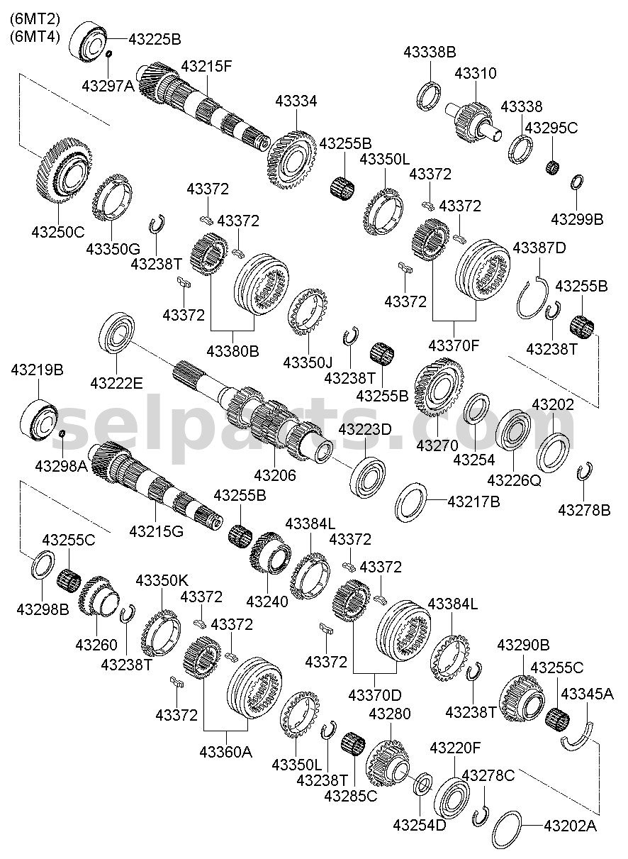 Genuine GEAR ASSY-6TH SPEED for Hyundai Sonata #432903D000
