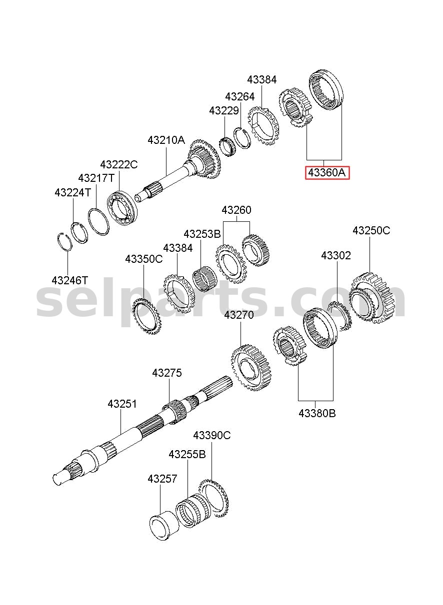 Genuine HUB & SLEEVE-SYNCHRONIZER(3&4) for Hyundai Grand Starex #433604D610