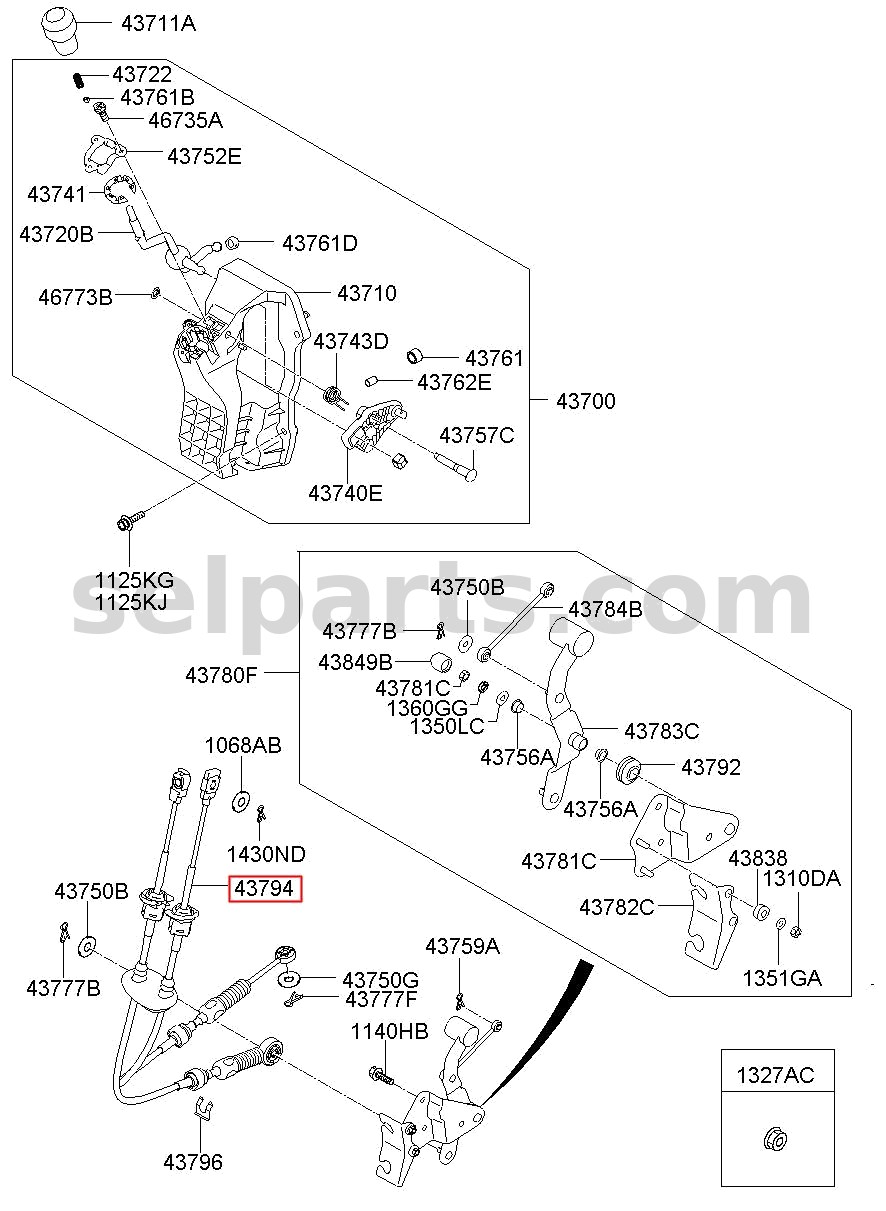 Genuine CABLE ASSY-MTM LEVER for Hyundai Grand Starex #437944H070