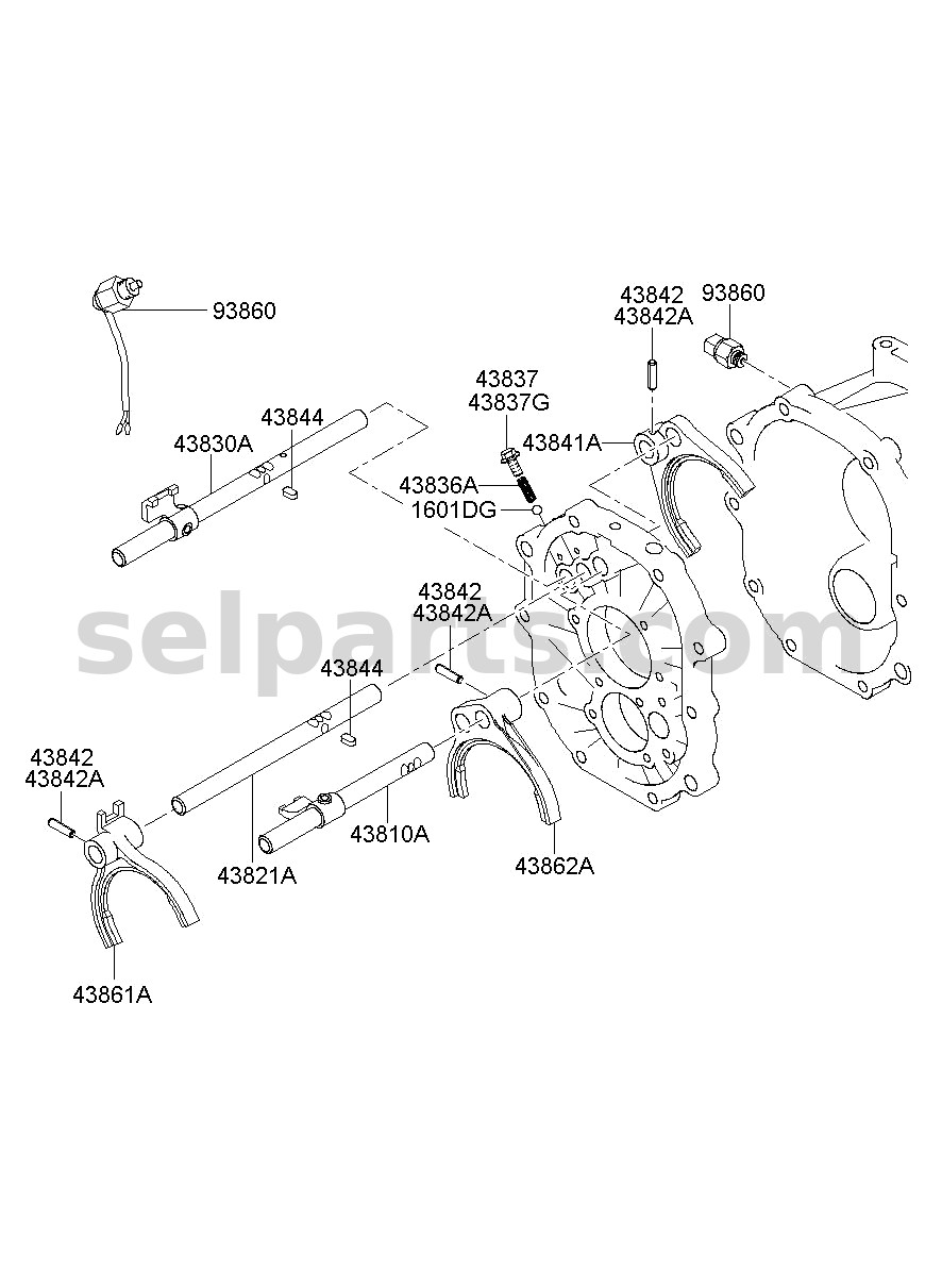 Genuine RAIL SUB ASSY-SHIFT(1&2) for Hyundai Grand Starex #438104D501