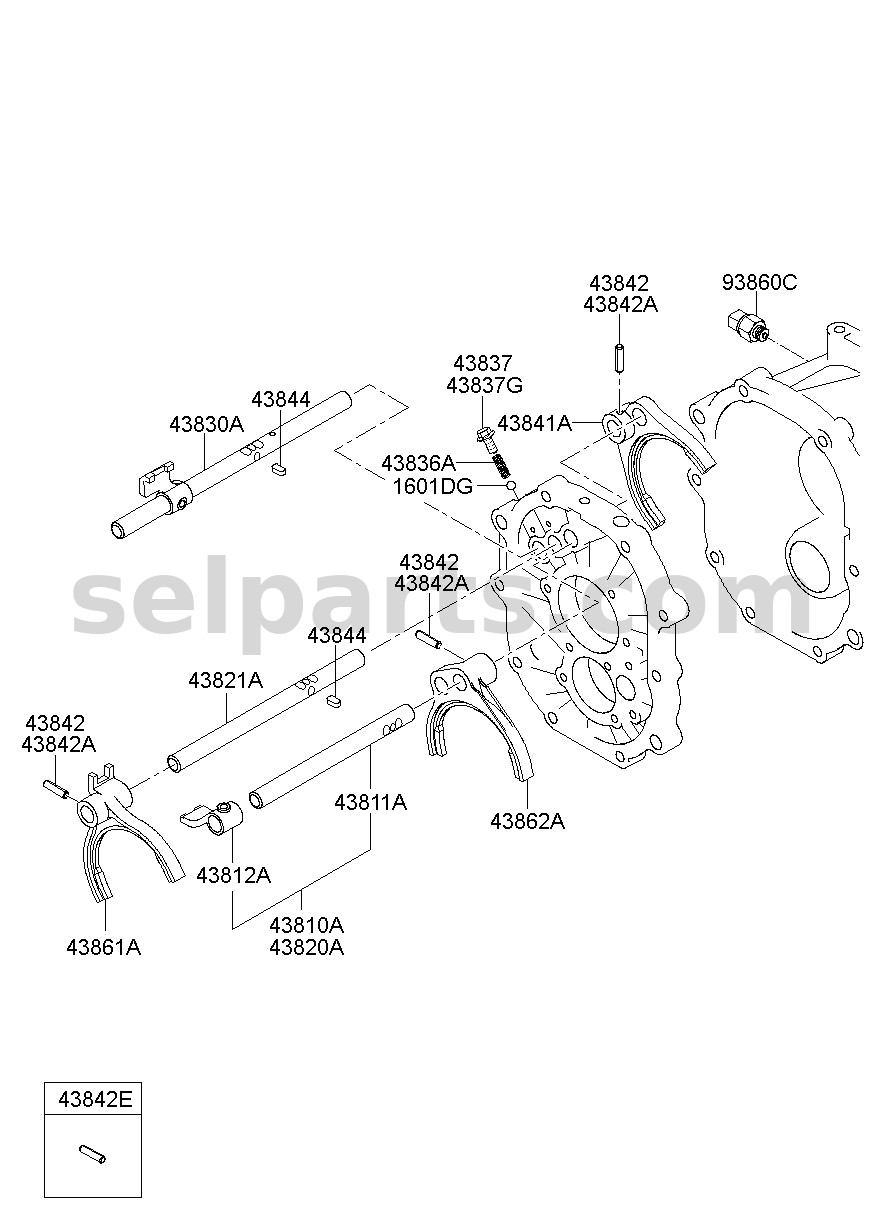 Genuine RAIL SUB ASSY-SHIFT(3&4) for Hyundai Grand Starex #438204D501