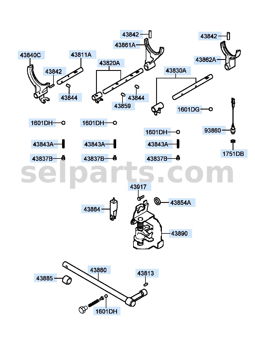 Genuine SHAFT ASSY-CONTROL for Hyundai Sonata #438803D100