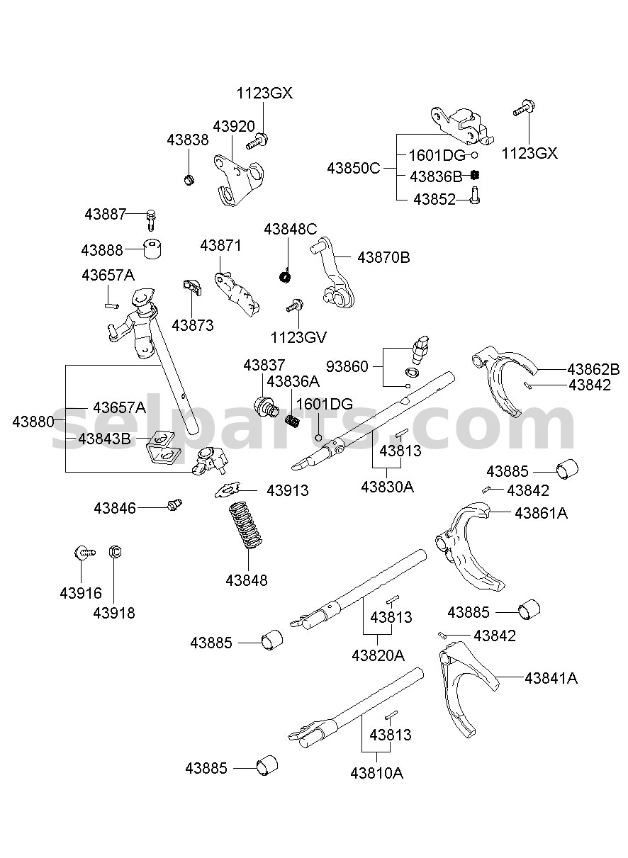 Genuine BRACKET ASSY-SHIFT CONTROL CABLE for Hyundai Sonata #439203D500