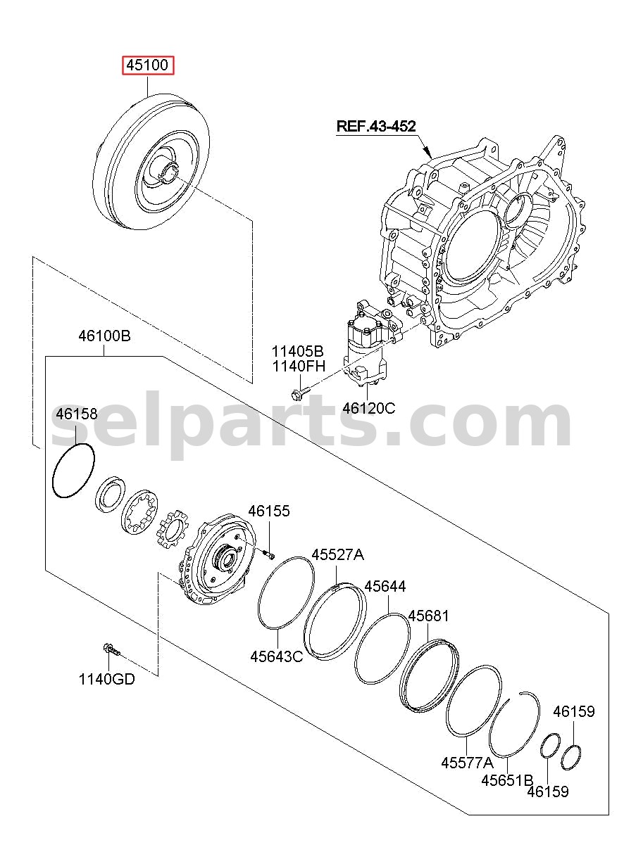 Genuine CONVERTER ASSY-TORQUE for Kia Sportage #4510026410