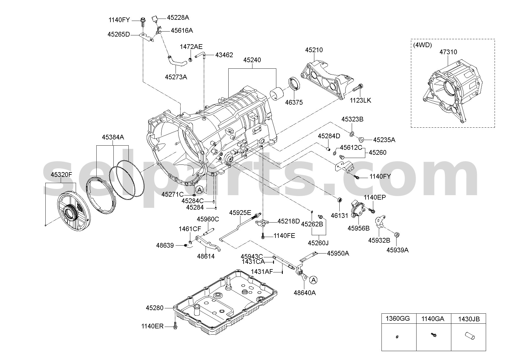 Genuine CASE ASSY - AUTOMATIC TRANSAXLE for Kia MOHAVE 16 (2016-2019) #452404E100