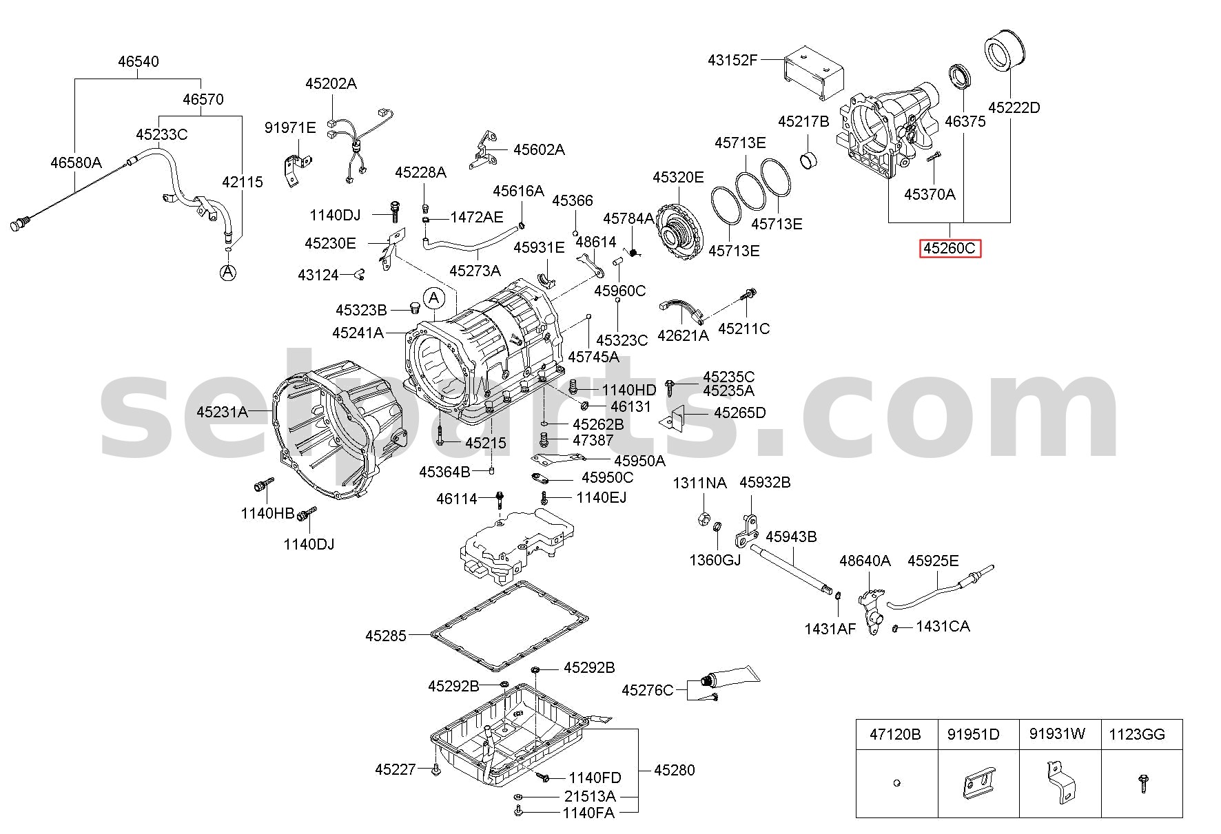 Genuine HOUSING ASSY-RR EXTENSION for Hyundai Grand Starex #452604C501