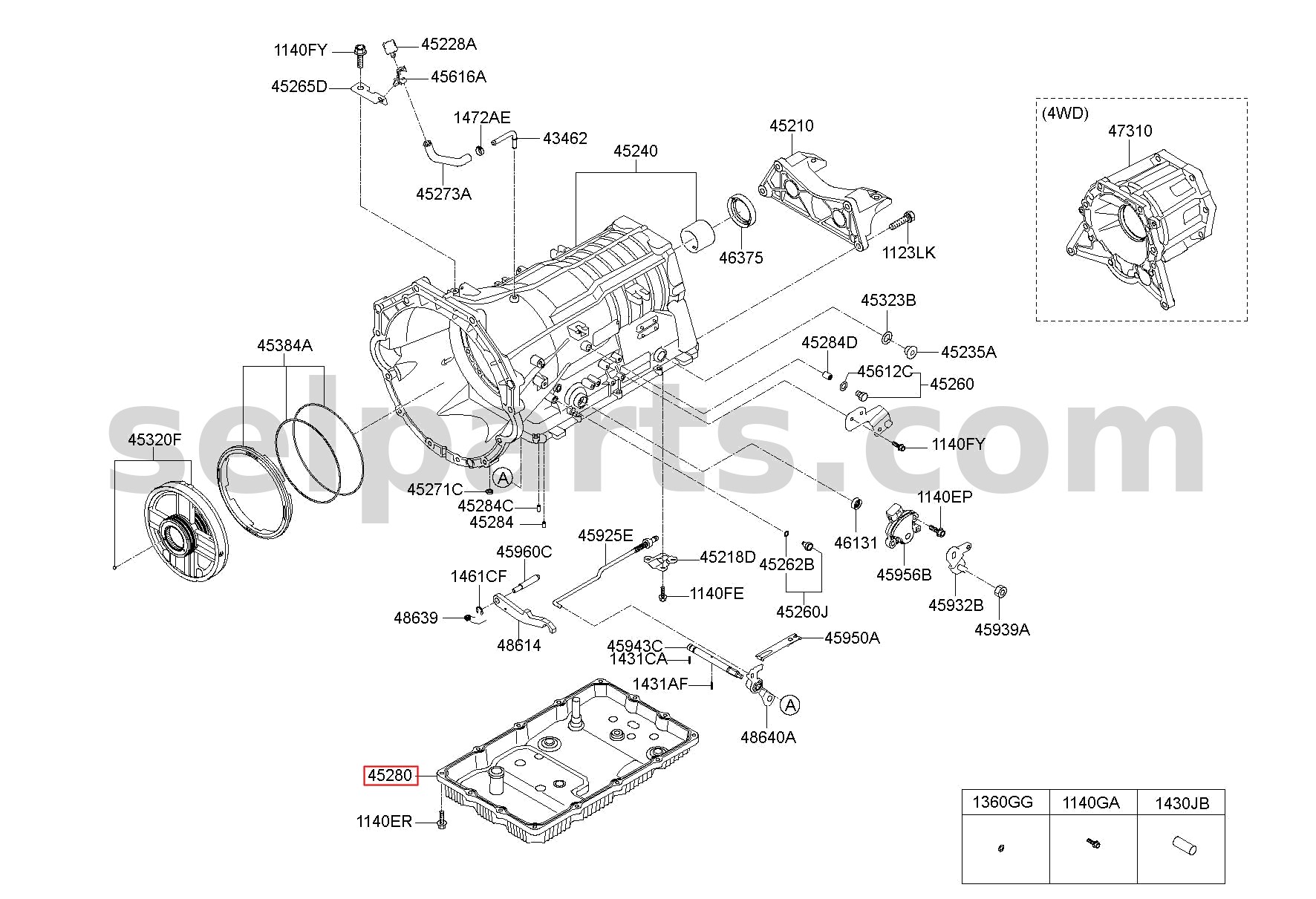 Genuine PAN ASSY - AUTOMATIC TRANSAXLE OIL for Kia MOHAVE 16 (2016-2019) #452804E120
