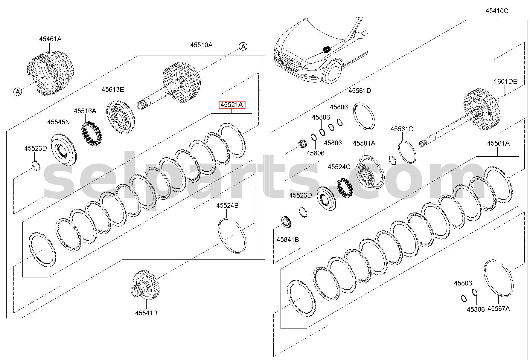 Genuine DISC SET - UNDERDRIVE CLUTCH for Kia MOHAVE 16 (2016-2019) #455214E200