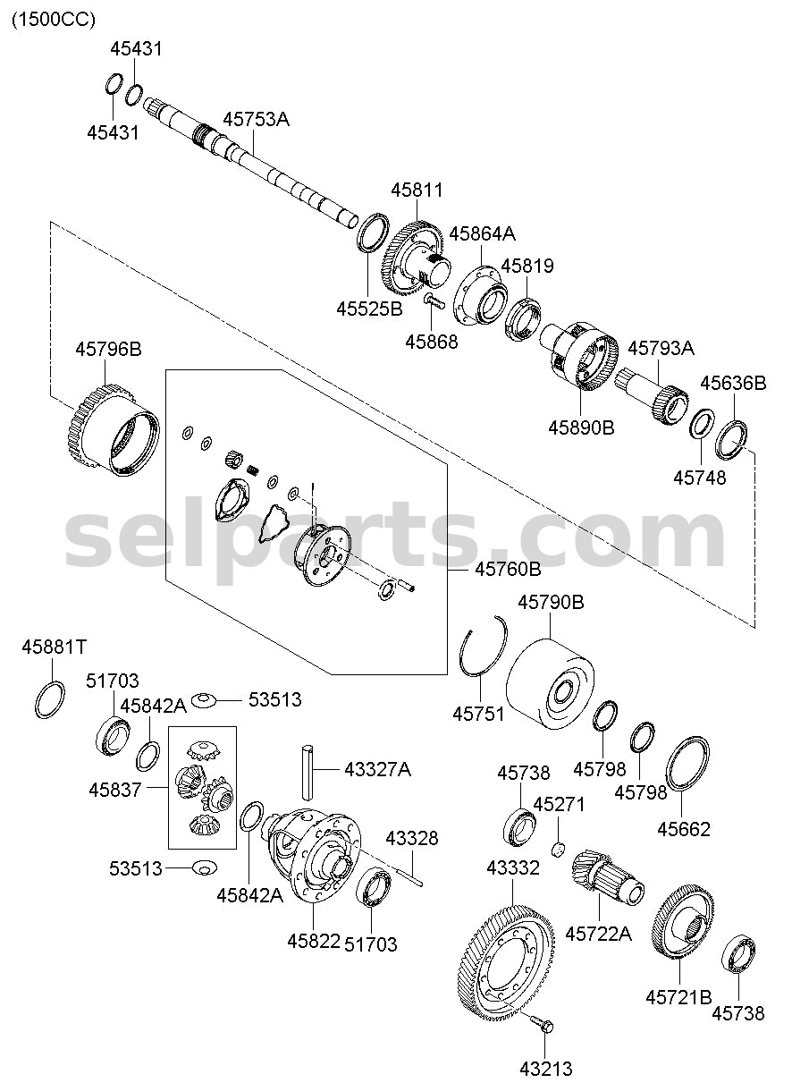 Genuine SHAFT-OUTPUT for Hyundai Grand Starex #458014C001