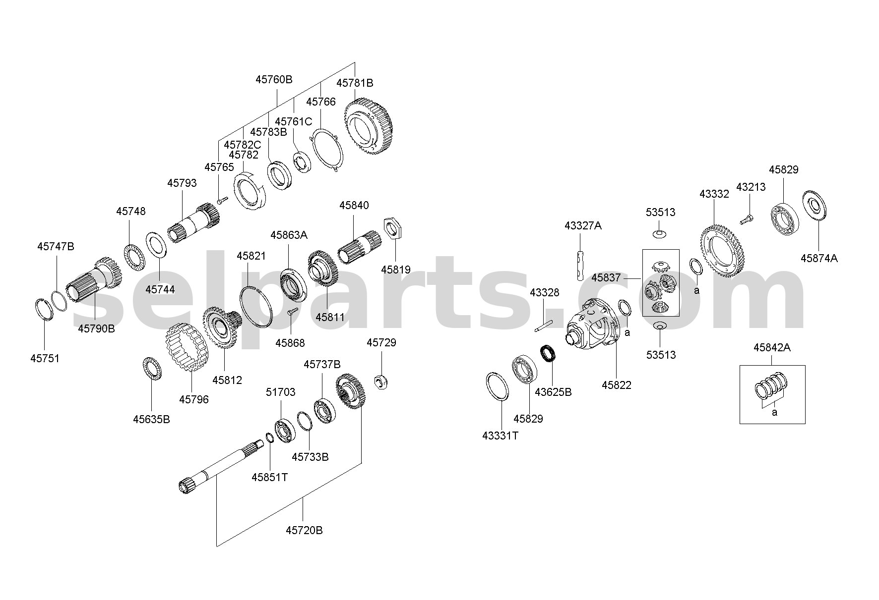 Genuine BEARING-TRANSFER DRIVEN GEAR for Hyundai Sonata #458293B100
