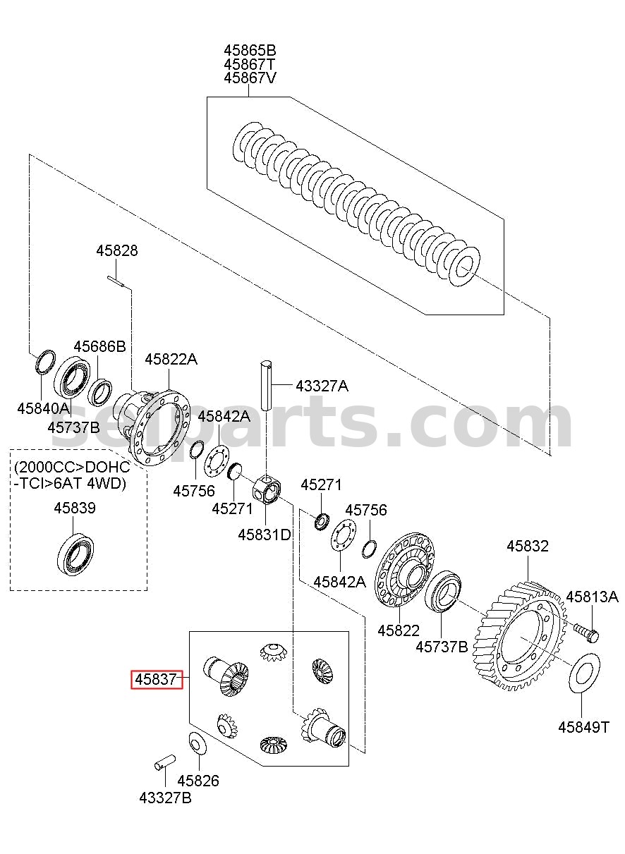Genuine GEAR SET-DIFFERENTIAL for Kia Sportage #458373B050