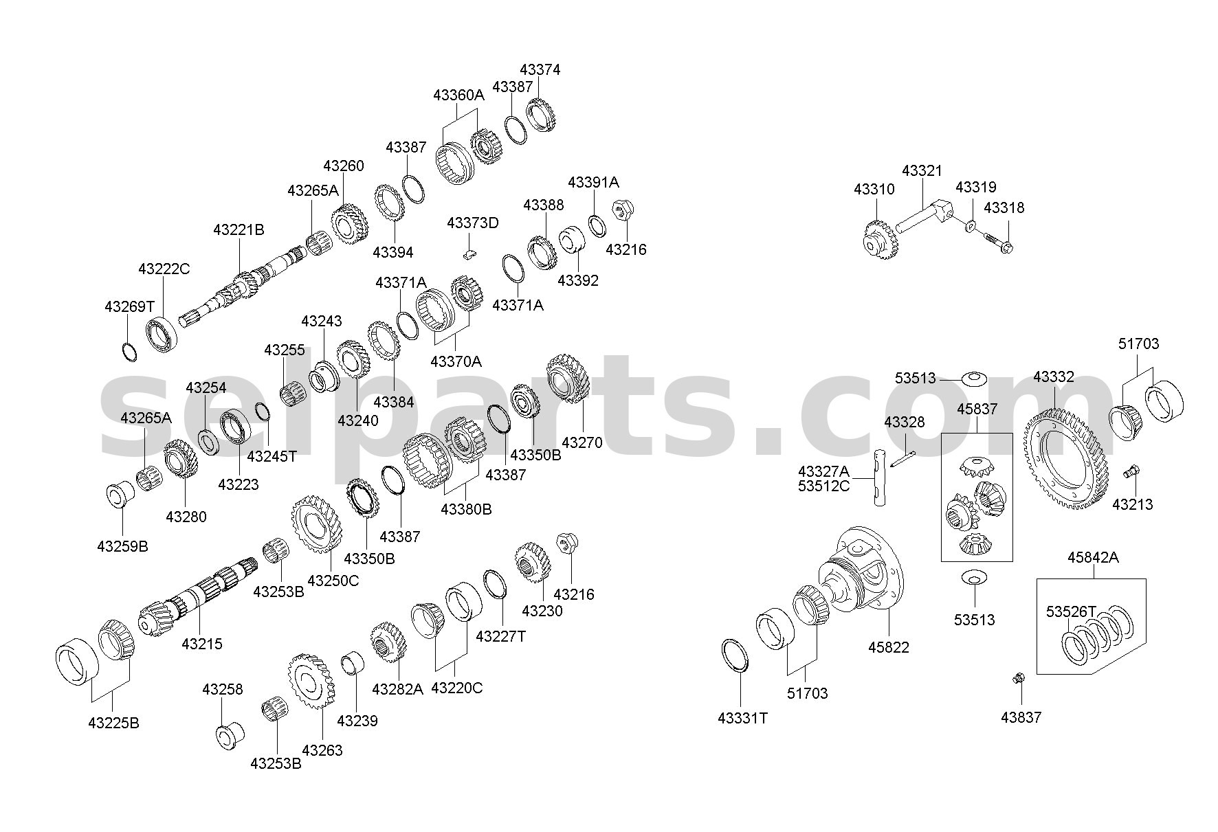 Genuine GEAR SET-DIFFERENTIAL for Hyundai Sonata #458373B700