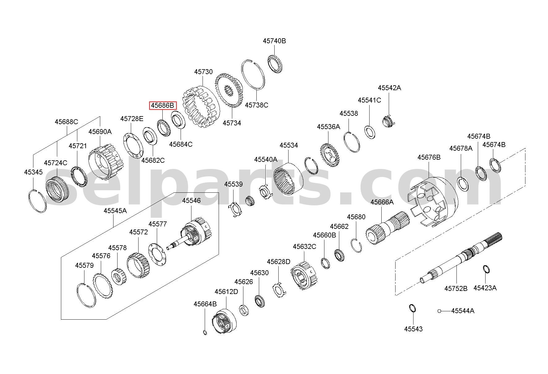 Genuine BEARING-NEEDLE ROLLER for Kia Sportage #458413B050