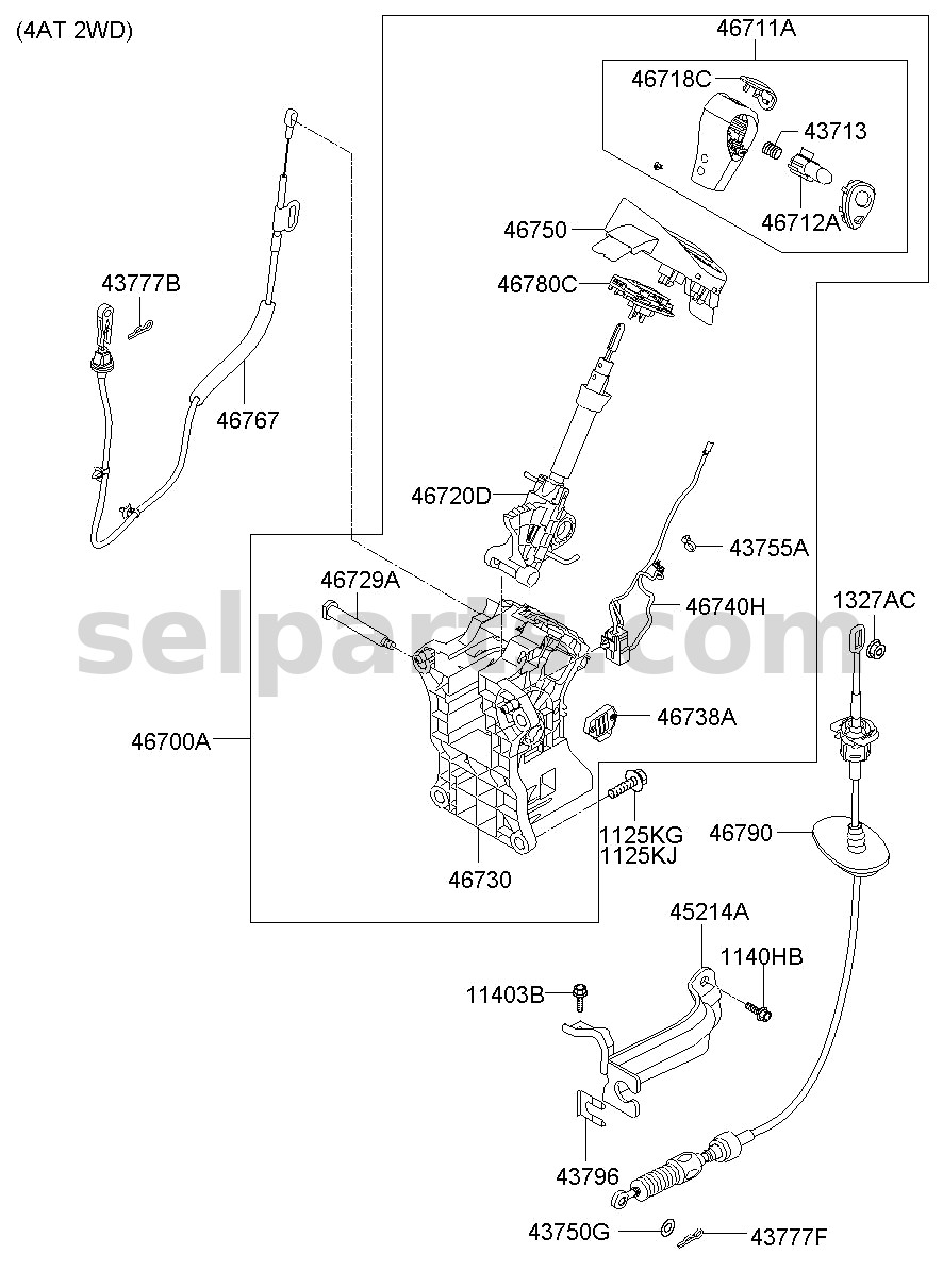 Genuine BRACKET ASSY-SHIFT LEVER for Hyundai Grand Starex #467304H400