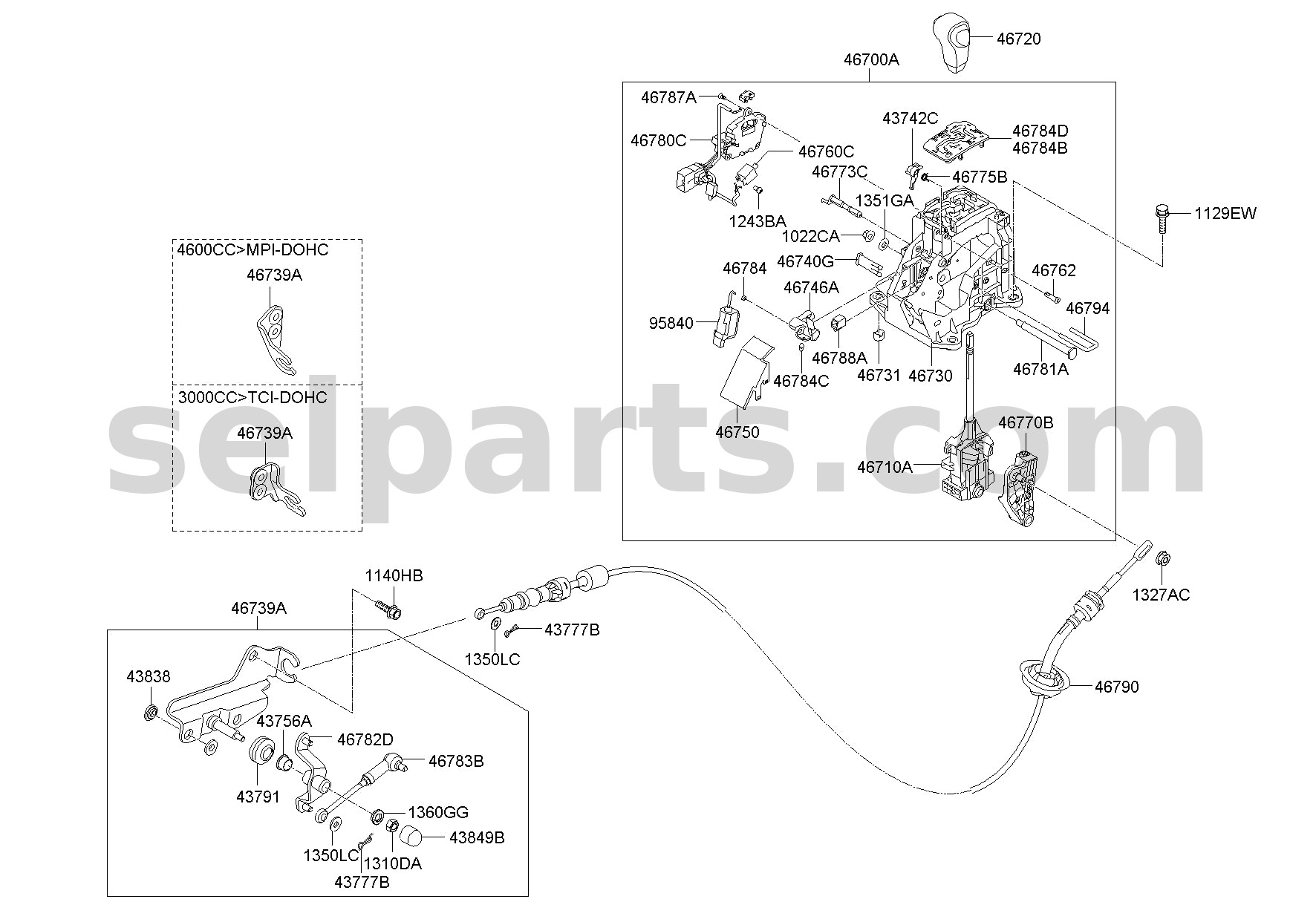 Genuine LEVER ASSY - ENGAGING for Kia MOHAVE 16 (2016-2019) #467702J100